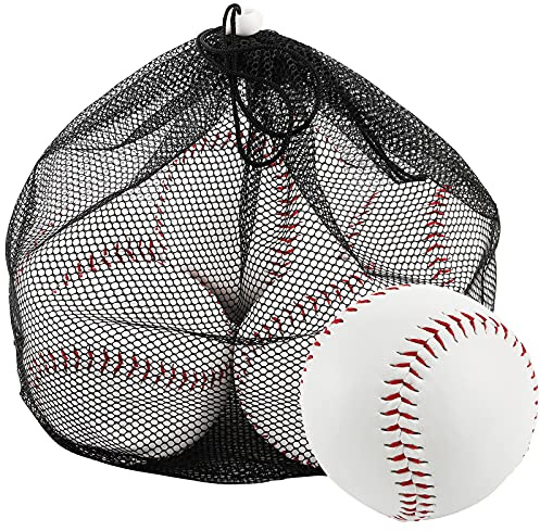 Tebery 6 Pack White Sports Practice Softballs, 12-Inch Official Size and Weight Slowpitch Softball, Unmarked & Leather Covered Training Ball for Games, Practice and Training