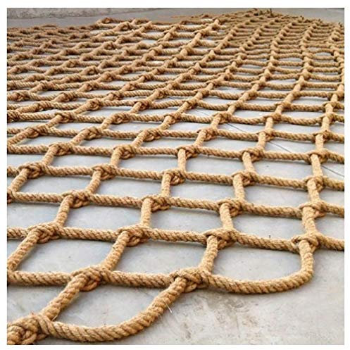 bandezid Dekoratives Jute-Hanfnetz, Jute-Schnur, Netz, Garten-Bündelnetz, Schutz, Zaun, Klettern, Hängematte, verdickt, grob, Hanfseil, 4 x 4 m