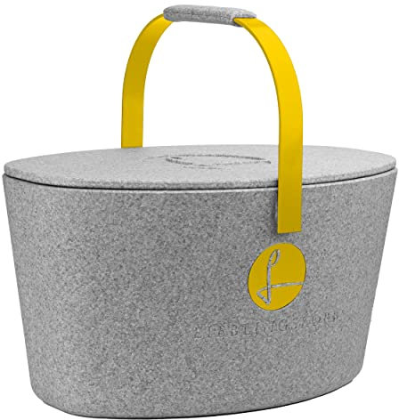 Lieblingskorb Plus Silver Grey (Gold) Einkaufskorb und Thermobox in einem, inklusive Deckel, isoliert, abwaschbar, Picknickkorb zum kühlen von Lebensmittel, Einkaufstasche, Volumen: 22 Liter