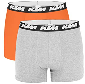 KTM by Freegun Boxershorts für Herren Unterwäsche Pant Men´s Boxer 2 er Pack, Farbe:Light Grey/Orange, Bekleidungsgröße:M