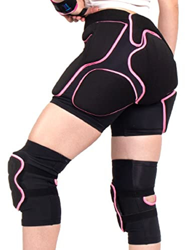 BelugaDesign Padded Shorts Knee Set | Women Winter Sports Ski Snowboard 3D Impact Pad | Adjustable Breathable Protective Gear Butt Hip Knee Brace