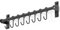 jopoo Edelstahl Hängeleiste Utensilienregal Wandhalter Kleiderstange mit 8 verschiebbaren Haken für Küche & Badezimmer, 40cm (Schwarz)