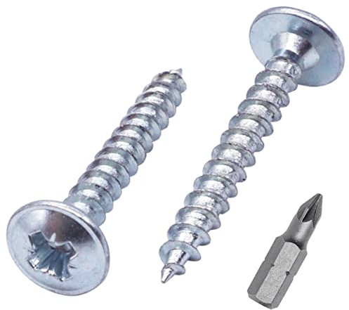 SKIR'CO 100 viti in acciaio zincato, 3,5 x 25 mm, viti in legno argentate, viti in metallo, testa wafer, Pozidriv, autofilettanti