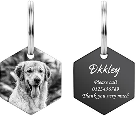 HooAMI Hundemarke mit Gravur,Hexagon Hundemarke Personalisiert Dog Tag mit Gravur Namensschilder Adressanhänger Hund für Hunde und Katzen