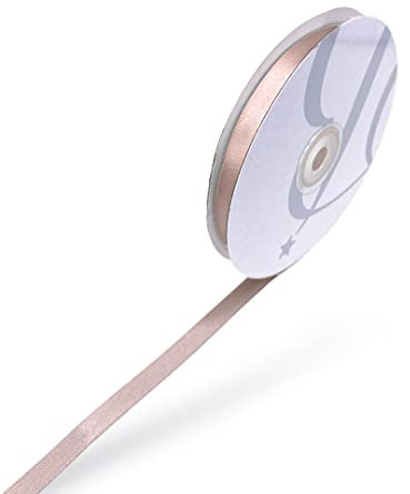 Nastro Doppio Raso 10mm X 50 Metri per Artigianato, Natale, Decorazioni, Adatto Per confezionare Regali, Feste di Compleanno, Matrimoni, Bomboniere (Cipria)