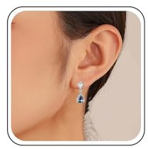 Inilbran Boho Zafiro Azul Pendientes Colgantes Cristal Azul Pendientes Vintage Zafiro Gema Gota Pendientes Boda Lágrima Zafiro Joyas Para Mujeres Y Niñas