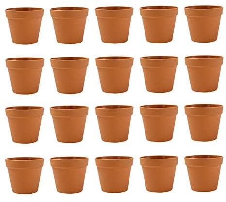JIHUOO 20 Pcs Mini Plastic Planters Indoor Plant Pots Small Seed Starting Flower Nursery Tiny Garden Decorative Gardening Pots Brown, 40 x 45mm (H x D) (ZSN1128N(20))