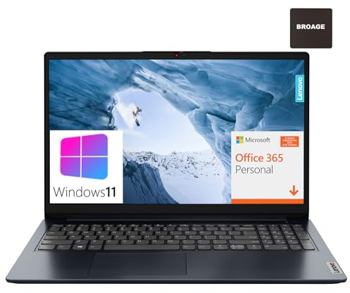 Lenovo Newest IdeaPad 1 Ordinateur portable, 15,6 FHD, Intel Pentium Silver N6000, 1 an Office 365, 20 Go de RAM DDR4, SSD PCIe 1 To, WiFi 6, BT 5.1, bleu abysse, Windows 11 Home S, câble d'extension