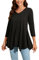 Enmain Camiseta Negra Mujer Manga Larga Blusas Elegantes Mangas de 3/4 Top Túnica Cuello en V Talla Grande Tops para Leggings T Shirts de Mujeres,Negro,2XL