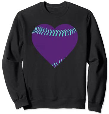 Vintage viola e foglia di tè cuore baseball Felpa