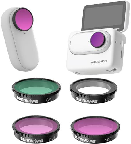Fenmaru Objektivfilter für Insta360 Go 3, ND 4 8 16 32 MCUV CPL-Filtersätze für Insta360 Go 3 Kamera Filter Objektiv Zubehör (UV+CPL+ND4+ND8)
