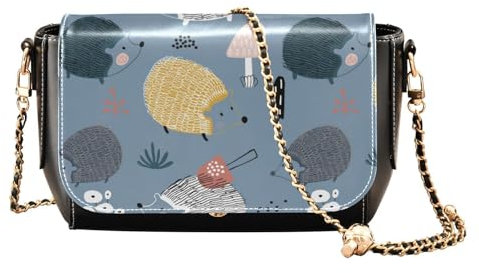 FRODOTGV Igel-Umhängetasche für Damen, trendig, klein, schwarz, mit Kreditkartenfächern, wasserdichte Tasche, Igel, 1 size