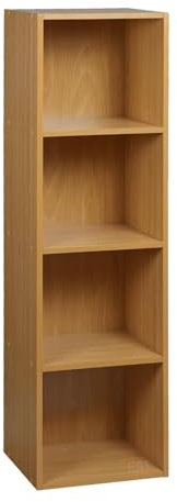 URBNLIVING Tier Wooden Bookcase Shelving Display Storage Shelf Unit Wood Shelves (Beech, 4 Shelf)