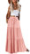 HAEOF Jupe longue d'été bohème taille haute pour femme - Coupe trapèze fluide à volants - Longue jupe de plage à volants avec poches, rose, Taille L