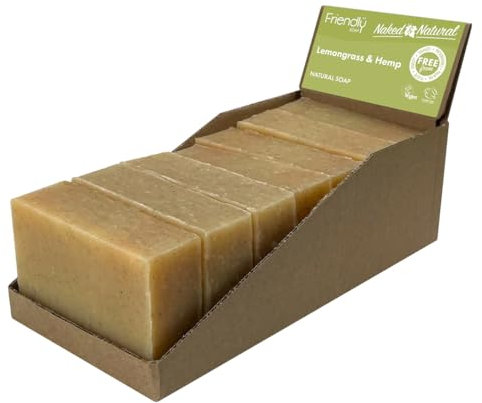 Friendly Soap - Naked & Natural Sweet & Uplifting Lemongrass Soap (7 x 95g), Plant-Based, Cruelty-Free, Made By Hand, No Preservatives or Sulphates, Recyclable, Sustainable, Environmentally Friendly