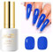 Imtiti Blau UV Nagellack, 15ML Tief Blau UV Gel Nagellack Soak Off Led Gel Nail Polish Frühling Sommer Gel Nagellack DIY Nagel Kunst Starter Maniküre Salon Gellack UV Kit