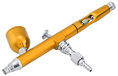 Dual-Action-Airbrush-Pistole mit Schwerkraftzufuhr, 0,3 Mm, Hochwertige und Langlebige Sprühfarbe und Tattoo-Nagel-Werkzeugset in Rot für Kunst, Hobby und Kuchendekoration (Yellow)