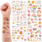 Qpout 4 Blätter Groovy Hippie Temporäre Tattoos für Kinder Retro 70er Jahre Boho Flower Power Zubehör Liebe und Frieden Regenbogen Gesicht Tattoos Aufkleber für Groovy Party Gefälligkeiten