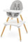 CARETERO Tuva Baby Hochstuhl - Skandinavisches Design - Baby Essstuhl von 6 Monaten bis 3 Jahre - Max. Belastung 15 kg - 2in1 Hochstuhl oder Stuhl + Tisch - Verstellbares Tablett - Grau