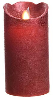 Zarivy LED-Kerze für den Innenbereich, 7,5 x 15 cm, Rot, Metallic-Finish, warmweißes Licht, ideal für Dekoration und Raumatmosphäre.
