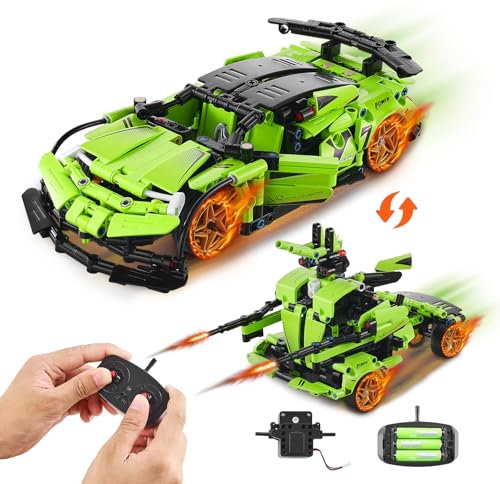 VEVOR STEM-Bauspielzeug für Kinder, 2-in-1-Bausteine mit 461 Teilen, ferngesteuerte Autobausätze, ferngesteuertes und per App gesteuertes Auto/Roboter, RC STEM-Roboter-Bauset, Geschenke