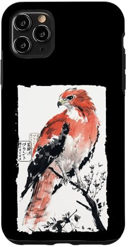 iPhone 11 Pro Max Japanese Falcon Ink Art Traditional Watercolor Sumi-E Style Case