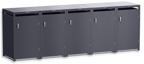 Metzler Cache-poubelles DB703 en mica de fer - Capacité jusqu'à 240 l - En acier revêtu par pulvérisation résistant aux intempéries - Avec couvercle automatique - Verrouillable - Pour jardin et