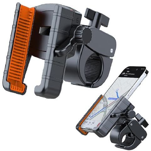 Bike Phone Mount, Anti-Slip Motorcycle Phone Holder for Electric Scooter Mountain Bicycle, Silicone Wrapped Handlebar Cell Phone Clamp Fits for iPhone Samsung 4.7''-7'' Phones, Bike Accessories
