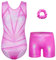 ZNYUNE Body da ginnastica da bambina con pantaloni, senza maniche, per danza da ragazza, Leotard, ad asciugatura rapida, durevole, per ginnastica dai 3 ai 16 anni, per bambini B381, rosa, 14A