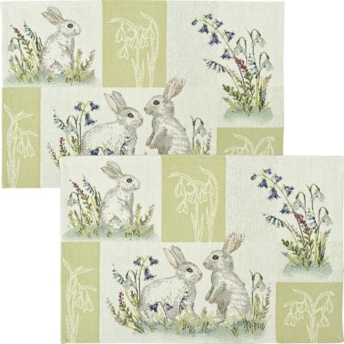 Sander Tischset Bunnies Patch 2er-Pack Gobelin hellgrün Größe 32x48 cm