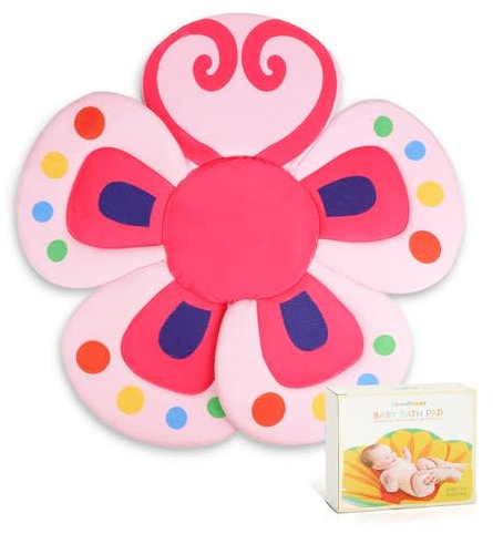 Fiore da Bagno per Lavabo,Vasca da Bagno a Fiori Antiscivolo per Neonati 0-6 mesi, Morbido Cuscino da Bagno per Lavabo per Bambini, Essenziali per il Bagnetto dei Neonati,Farfalla