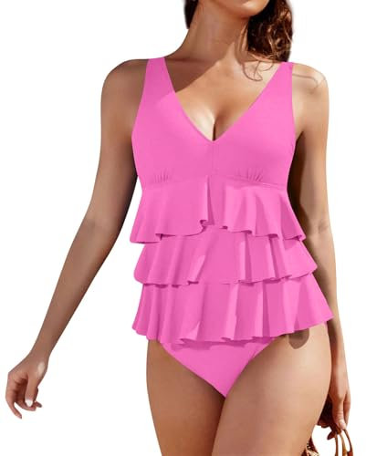 MOKBAY Costume da Bagno Hot Costumi Fascia Donna Costume Intero Contenitivo Costumi da Donna Intero Bagno Mestruale Curvy Copricostume Fucsia Offerta a Tempo XXL