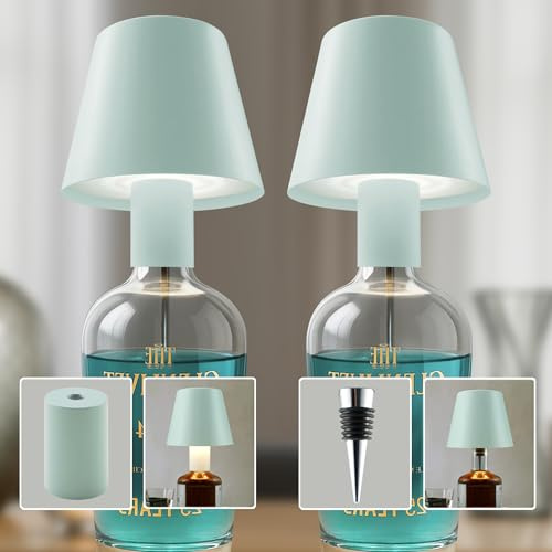 Aiandcc 2 Stück Flaschenlampe Vollmetall, Dimmbares Flaschenlicht mit 3 Modi, Flaschenlampe Aufsatz Led, 2 Lampenfassung, USB C Aufladbar, IP54, Led Flaschenlampe für Wohnzimmer und Schlafzimmer