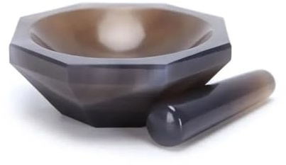 Mortier et pilon en agate naturelle for broyage en laboratoire 110 mm 120 mm 150 mm 160 mm 200 mm(130MM)