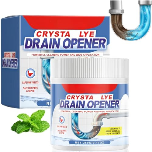 260G Crystal L/ye Drain Opener,Powerful Pipe Dre/dging Agent,Sink Unblocker Drain Cleaner Powder,Toilet Cleaner Foam Unblo/cker,Purp/ose Cleaning Products Kitchen,Pipe Dra/in Opener Unblocker Shower