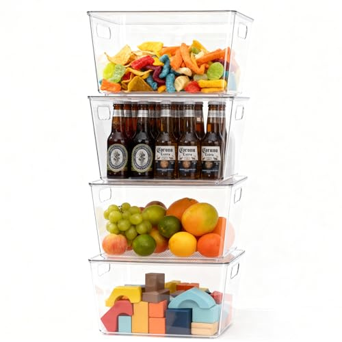 SWTOIPIG Set de 4 Organizadores de Nevera con Tapa 30x20x15 cm