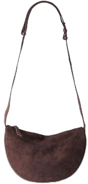 HOLZRICHTER Berlin - Halbmond Umhängetasche in Leder, Schultertasche 32x20x10cm, Echtleder Crossbody Bag, Moon Bag, in Schwarz, Braun und Rot