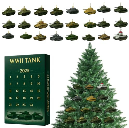 Weihnachts Panzer Adventskalender 2025, 24 Tage Acryl Panzer Adventskalender, Für Wand, Fenster, Tür, Baum, Schlafzimmer, Eingangsbereich, Party, Feiertage, Geburtstage