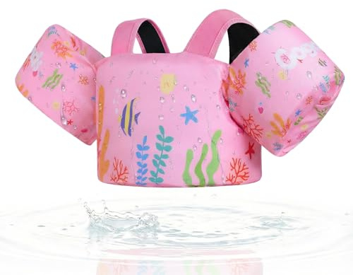 Gogokids Toddler Swimming Float Vest, Arm Bands Kids Swim Vest with Shoulder Harness Baby Floats Swimming Training Jacket for 1-6 Years / 11-30 kg Boys Girls Perfect for Pool, Learn to Swim and Beach