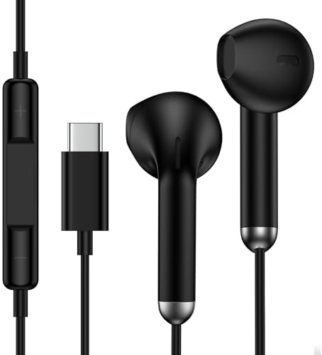 USB C Kopfhörer mit Kabel für Samsung Galaxy A16 5G A17 A15 A57 A56 A55 A37 A36 S26 Ultra S25 S24 S23 S22 S21, In-Ear Kopfhörer USB C Ohrhörer mit Kabel Typ C Headset mit Mikrofon für iPhone 17 16 15