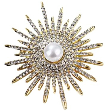 Spilla di perle con girasole da donna, spille di cristallo floreale revers, spille di perline e strass floreali, accessori per abbigliamento da donna per vestiti, maglioni, sciarpe e giacche