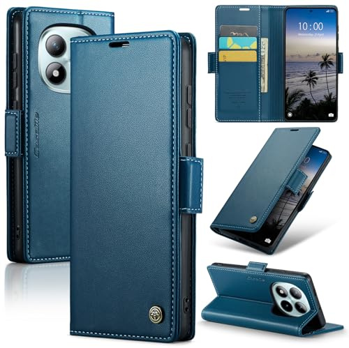 Rerzoiro Handyhülle für Xiaomi Redmi Note 15 Pro Plus 5G/Redmi Note 15 Pro+ 5G Hülle, Premium PU Lederhülle Klappbar Flip Case [RFID Blocker] Tasche Magnet Kartenfach Klapphülle Schutzhülle, Blau