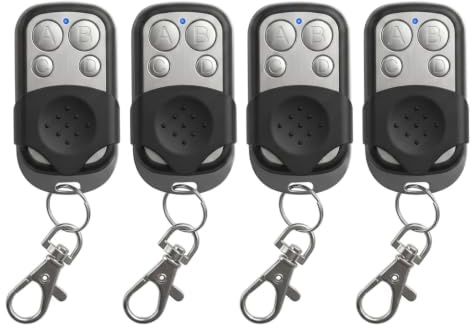 4 Piezas Mando Garaje Universal 433.92MHz, Mando Garaje Clonador con 4 Botones MandoPuerta Garaje Codigo Fijo,Control Remoto de Garaje Inalámbrico MandoParking para Puerta deGaraje Automática