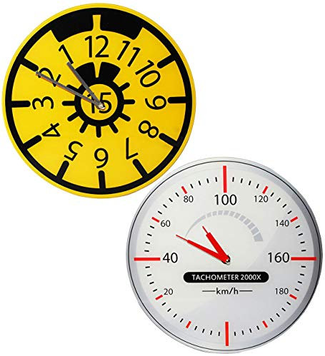 alles-meine.de GmbH Uhr aus Glas - Wanduhr - Tacho/Tachometer - 30,5 cm groß - sehr leise ! - Werkstattuhr - Autouhr - Auto - Fahrzeug/für Kinderzimmer & Wohnzimmer - Gla..
