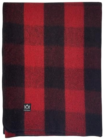 Arcturus Karierte Wolldecke, 2 kg, warm, schwer, waschbar, groß, ideal für Camping, Outdoor, Survival- und Notfall-Kits (roter Büffel)