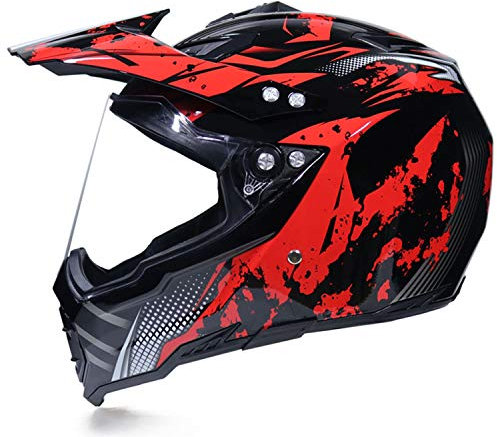 Casco Motocross Integrale,Casco Da Cross Bambino E Ragazzi Con Visiera Parasole Per Motocross, MTB, Per ATV, Downhill, Protezione Di Sicurezza E,M