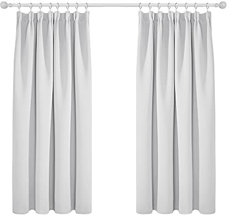 Deconovo Gardinen Verdunkelungsvorhang Kräuselband Schlafzimmer Thermogardine, 138x168 cm(HöhexBreite), Silber Grau, 2er Set