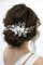 Edary Peigne à cheveux en forme de fleur argentée avec perles et cristaux pour femme et fille
