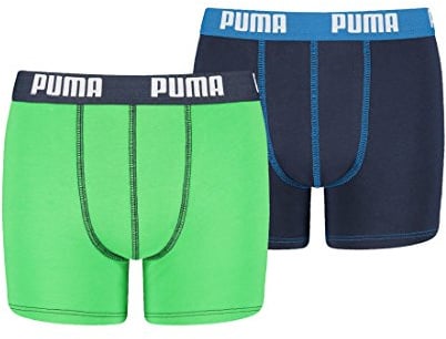 PUMA Unisex Kinder Boxershorts Basic, Green / Blue, 140