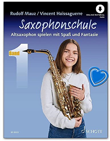 Saxophonschule Band 1 für Altsaxophon - Lehrbuch mit Online Audio und Notenklammer